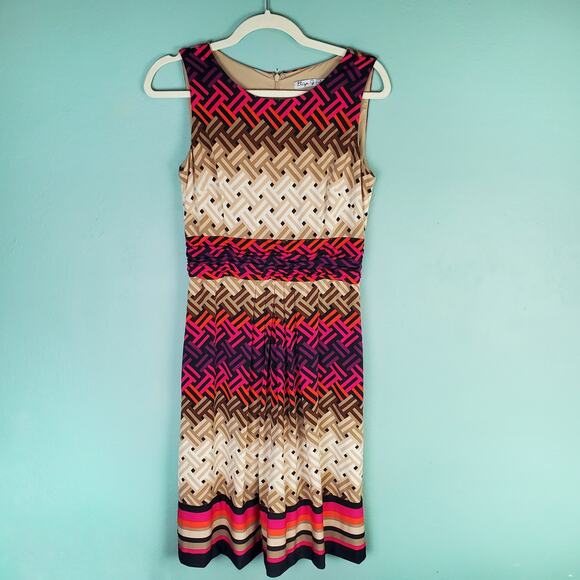 Eliza J Sleeveless Geometric Patterned Dress Size 6 - Picture 1 of 8